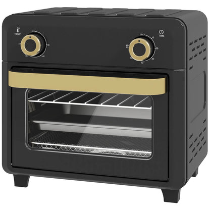 HOMCOM 10L Air Fryer Mini Oven, Oil Free Cooking, Grill, Roast, Bake, with Adjustable Temperature, Timer, 1000W, Black