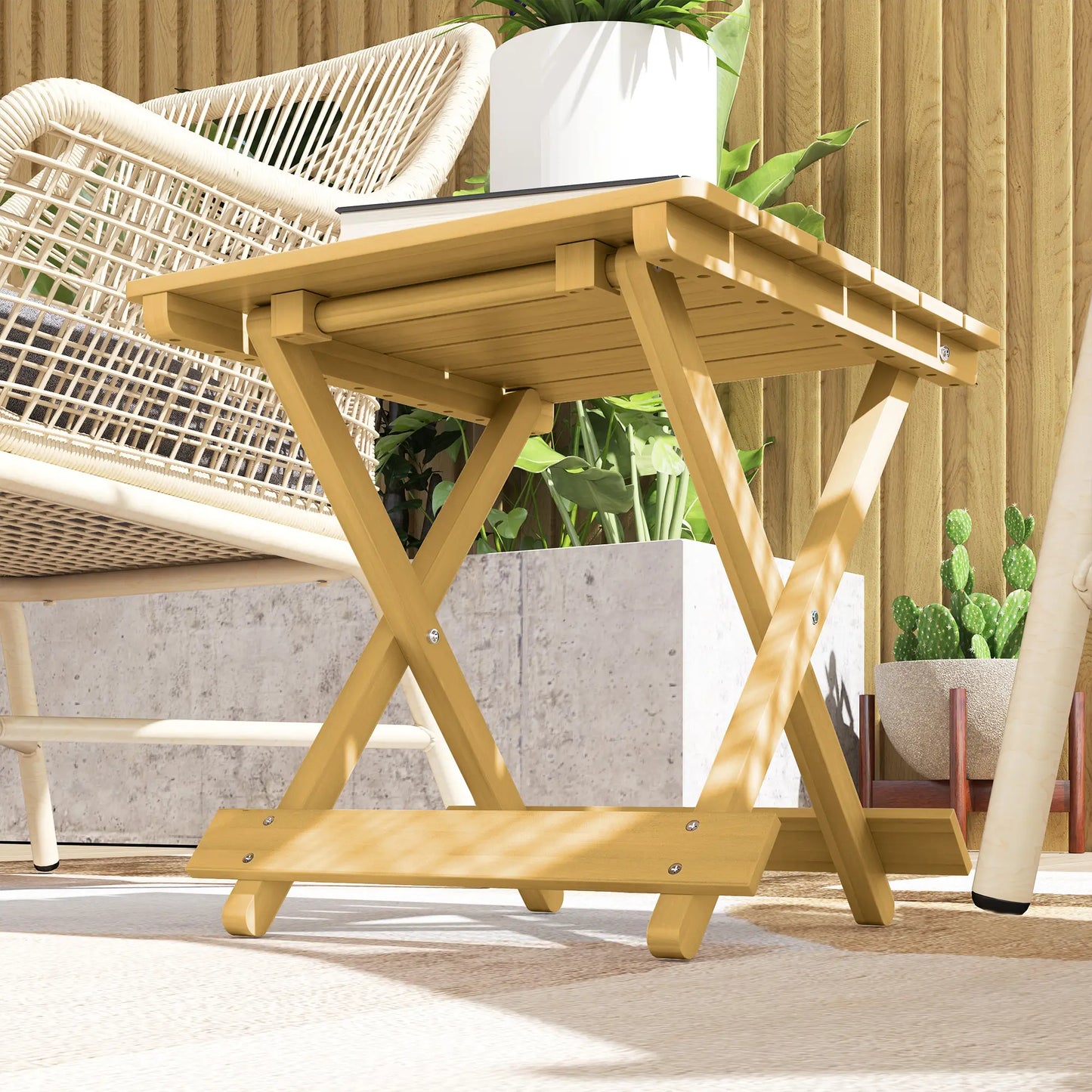 Outsunny Garden Furniture Wooden Foldable Outdoor Coffee Table