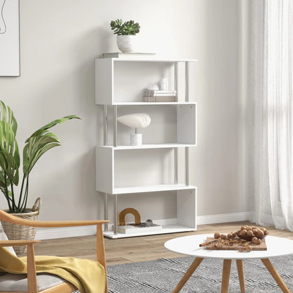 HOMCOM S Shape Bookcase, 5 Tiers Bookshelf, Modern Freestanding Storage Shelf for Home Office, Study, Living Room, White