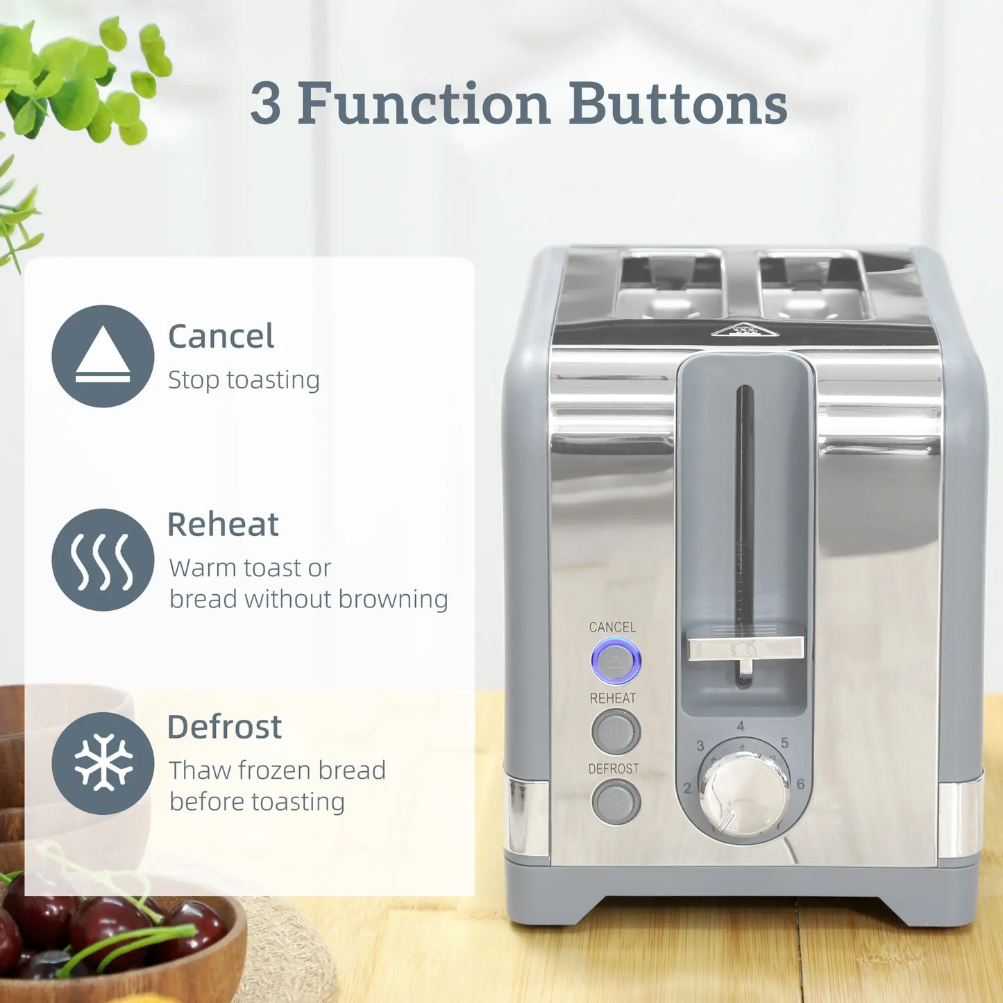 HOMCOM Sleek Textured Rapid Boil Kettle & Two-Slice Toaster Kitchen Set - Grey