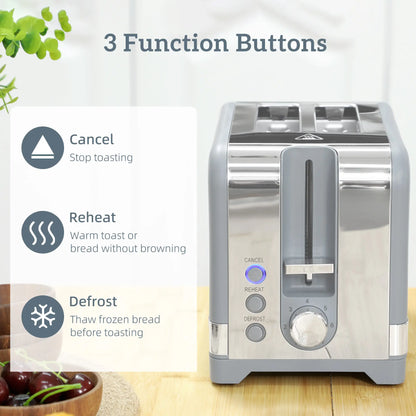 HOMCOM Sleek Textured Rapid Boil Kettle & Two-Slice Toaster Kitchen Set - Grey