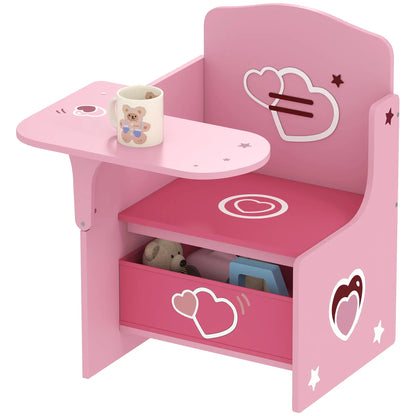 AIYAPLAY Kids Table & Chair Set, Children Desk & Chair with Storage Bins for Playing, Reading, Pink