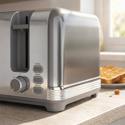 HOMCOM Stainless Steel Fast Boil Cordless Kettle and 4 Slice Toaster Kitchen Set, 1.7L 3000W, Grey