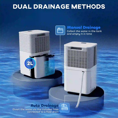 HOMCOM 12L/Day 2000ML Portable Quiet Dehumidifier for Home Bedroom, Basement, Electric Moisture Air De-Humidifier