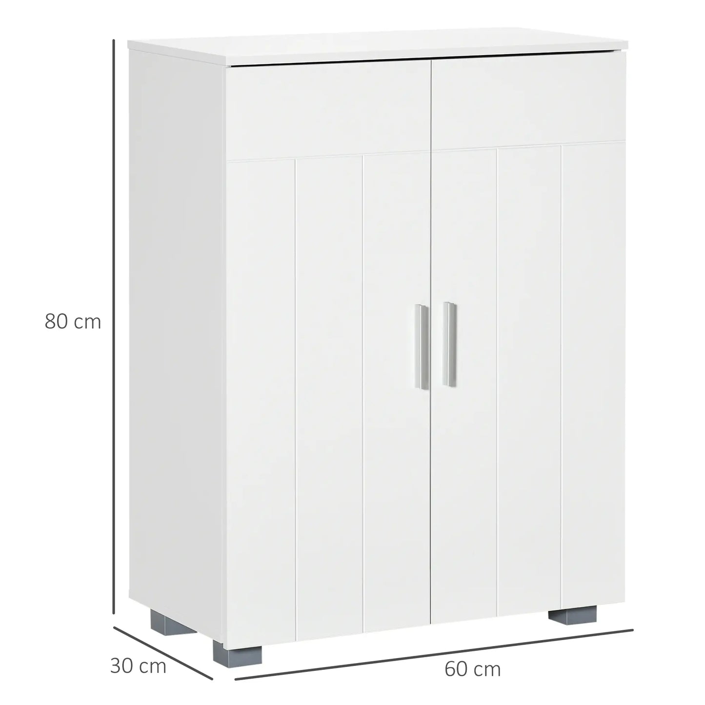 kleankin Bathroom Floor Cabinet, Free Standing Linen Cabinet, Storage Cupboard with 3 Tier Shelves, White