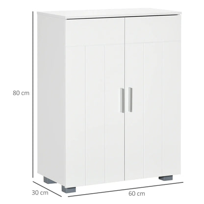 kleankin Bathroom Floor Cabinet, Free Standing Linen Cabinet, Storage Cupboard with 3 Tier Shelves, White