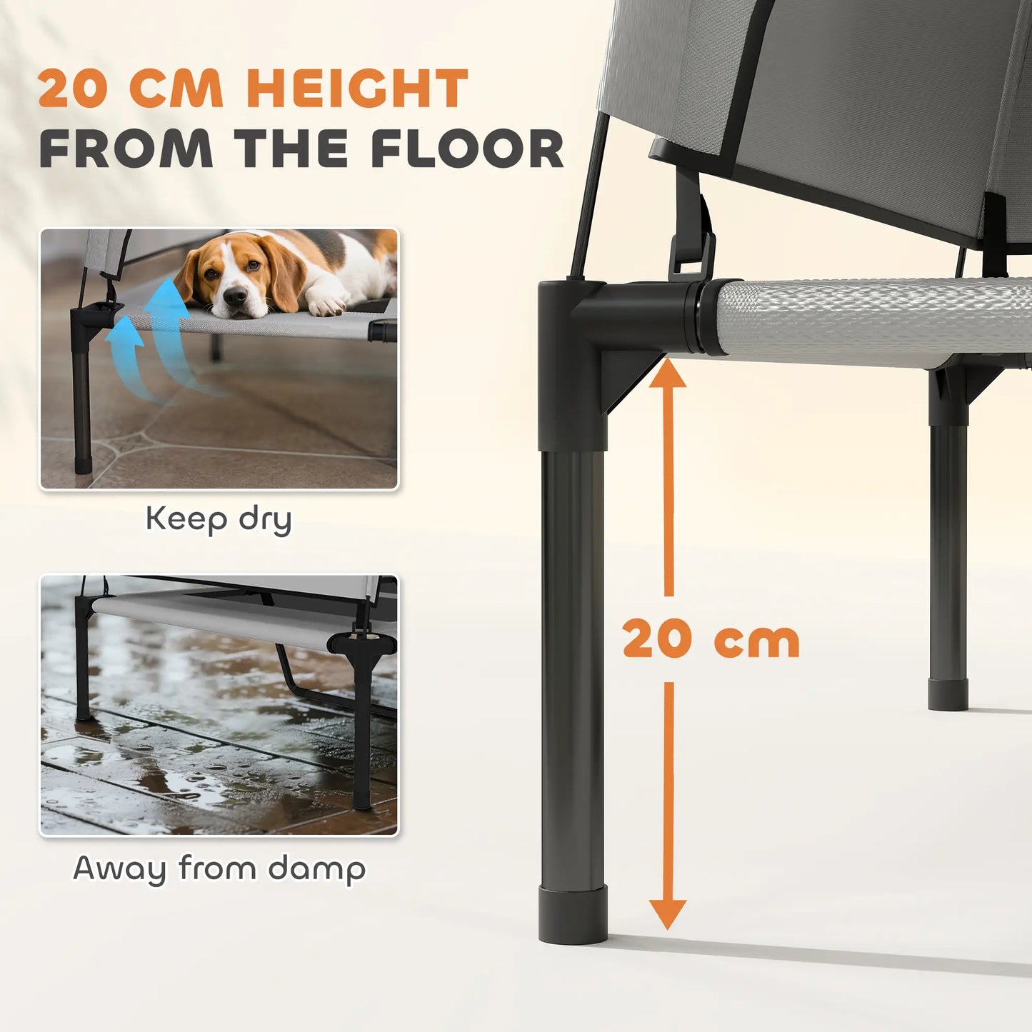 PawHut Portable Elevated Dog Bed with Removable Canopy, Cooling Raised Pet Cot for Medium Large Dogs