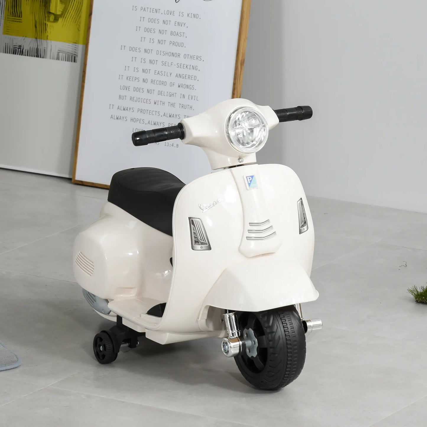 HOMCOM Vespa Licensed 6V Kids Electric Motorbike Ride On Motorcycle Battery Powered for 18-36 Months White