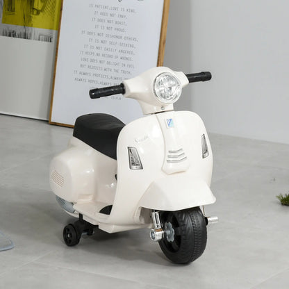 HOMCOM Vespa Licensed 6V Kids Electric Motorbike Ride On Motorcycle Battery Powered for 18-36 Months White