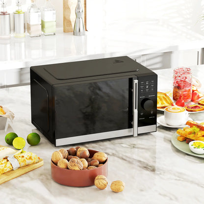 HOMCOM Small Digital Solo 23L 800W Microwave Oven with 10 Power Levels, Automatic Defrost, 8 Auto Cook Menus, 60 Minutes Timer, Black