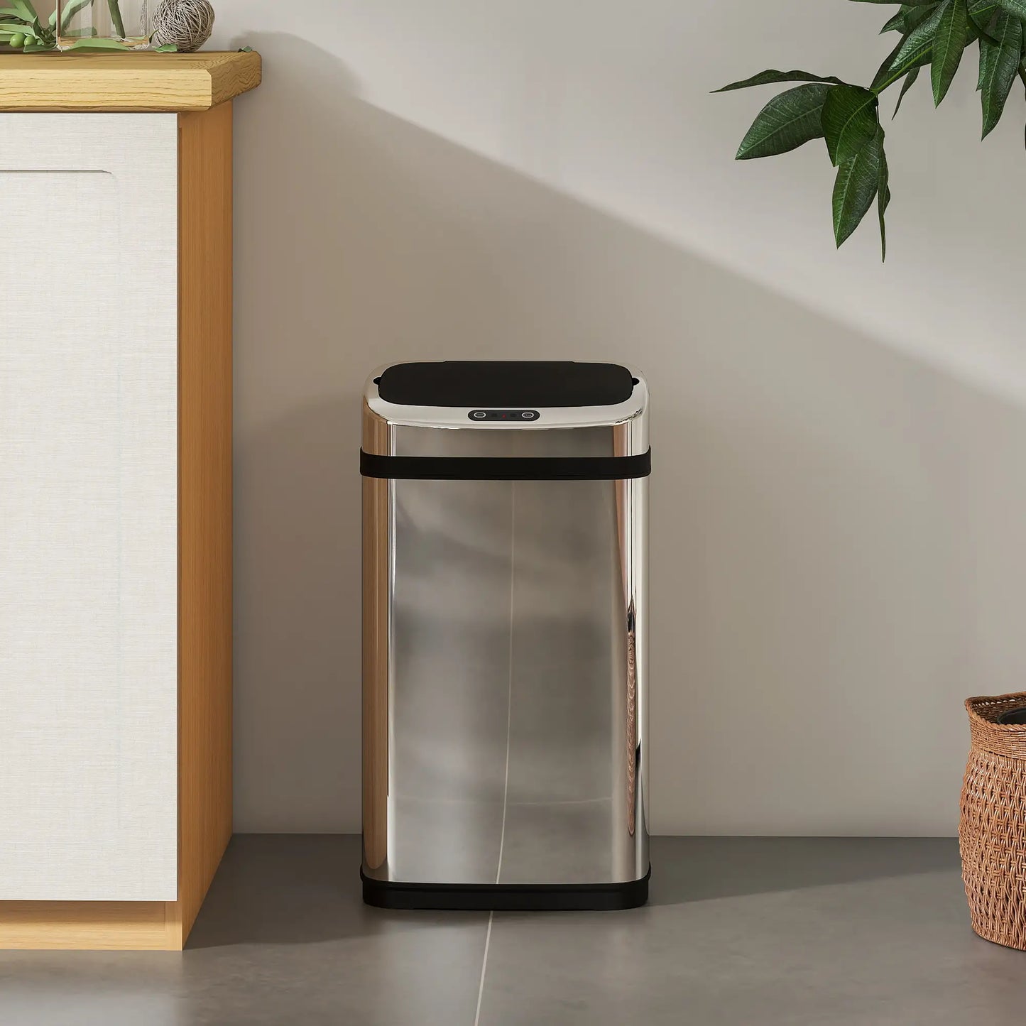 HOMCOM 30L Stainless Steel Motion Sensor Kitchen Bin with Lid - Silver Tone