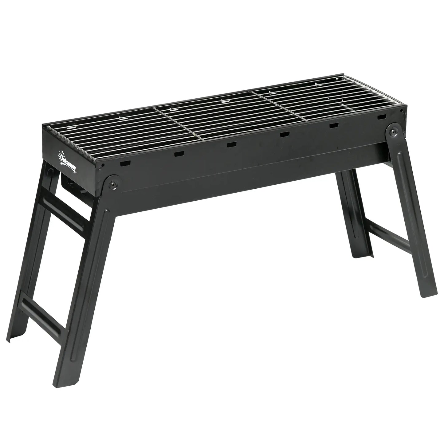 Outsunny BBQ Foldable Charcoal Grill for Outdoor Cooking, Picnic, Barbecue - Black