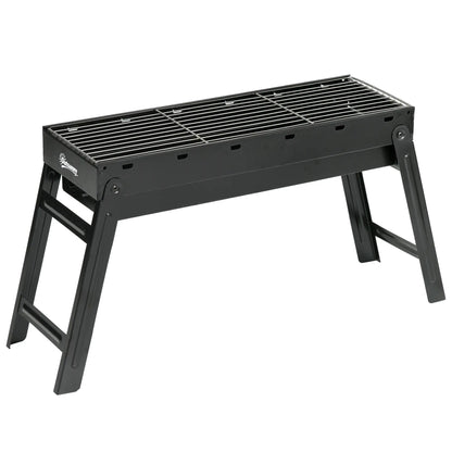 Outsunny BBQ Foldable Charcoal Grill for Outdoor Cooking, Picnic, Barbecue - Black