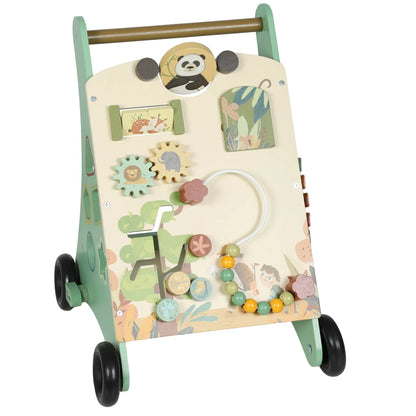AIYAPLAY Wooden Baby Walker, Push Along Walker Toys with Speed Control, Xylophone, Gears & Bead Maze, Green