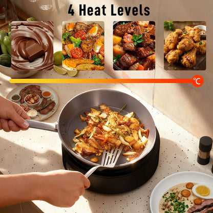 HOMCOM Electric Ceramic Hob with Grill Plate, Multifunctional with 4 Heat Levels for All Type Pot