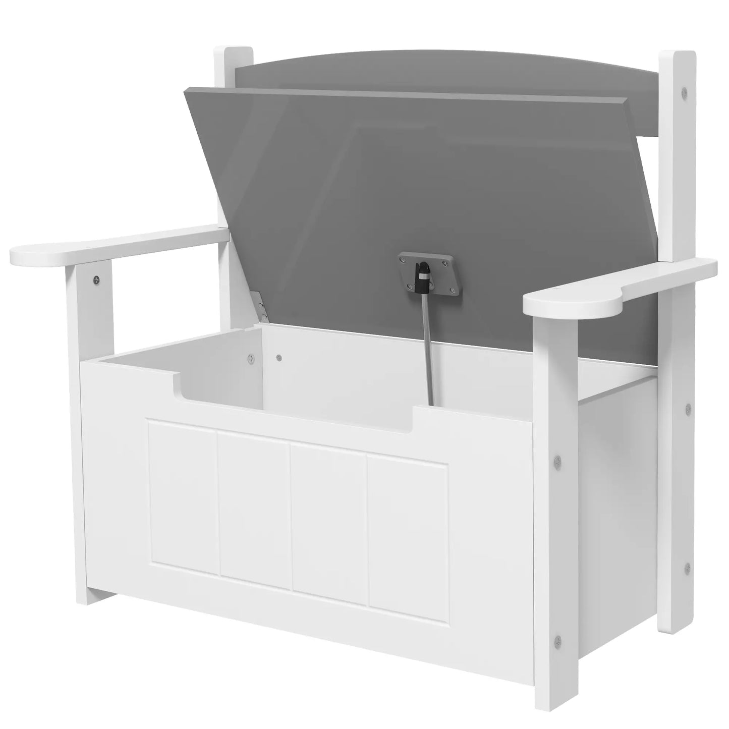 AIYAPLAY 2-in-1 Toy Box for Kids Storage with Lid for Bedroom, Nursery, Playroom, Grey