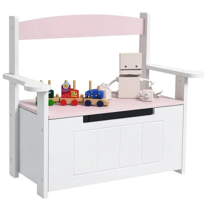 AIYAPLAY 2-in-1 Toy Box Bench for Kids Storage with Lid for Bedroom, Nursery, Playroom, Pink