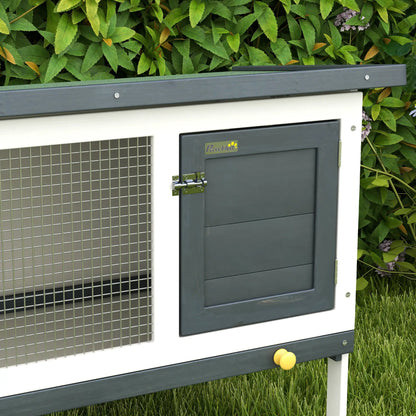 PawHut Wooden Rabbit Hutch Guinea Pig Hutch Bunny Cage Small Animal Habitat Openable Asphalt Roof for Outdoor Use