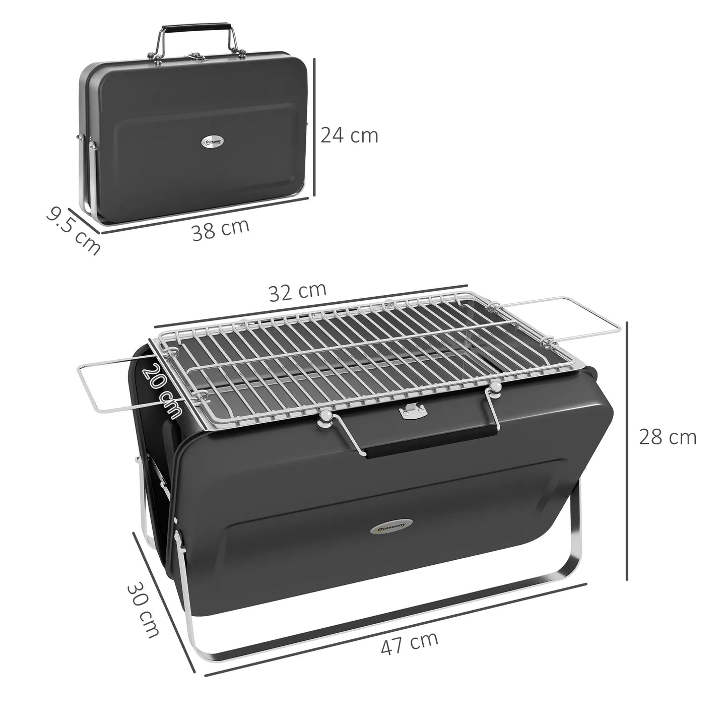 Outsunny Metal Suitable-Style Outdoor Barbecue Portable Mini BBQ Grill - Black