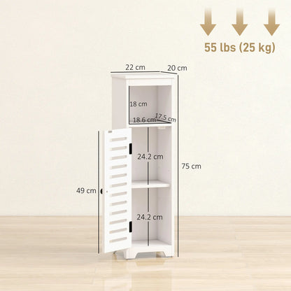 HOMCOM Bathroom Floor Cabinet, Storage Unit with Louvered Door, Open Shelf, Adjustable Shelf, White