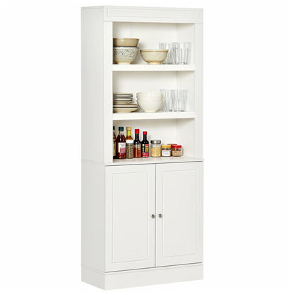 HOMCOM Kitchen Pantry Cupboard with 6-Tier Shelving, Freestanding Double-Door Storage Cabinet, White