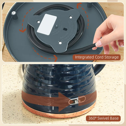 HOMCOM 3kW Rapid Boil Honeycomb Kitchen Kettle , 1.7L - Dark Blue