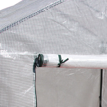 Outsunny Walk In Greenhouse Portable Gardening Plant Grow House Reinforced PE Cover with 2 Tier Shelf & Roll Up Zip Panel Door