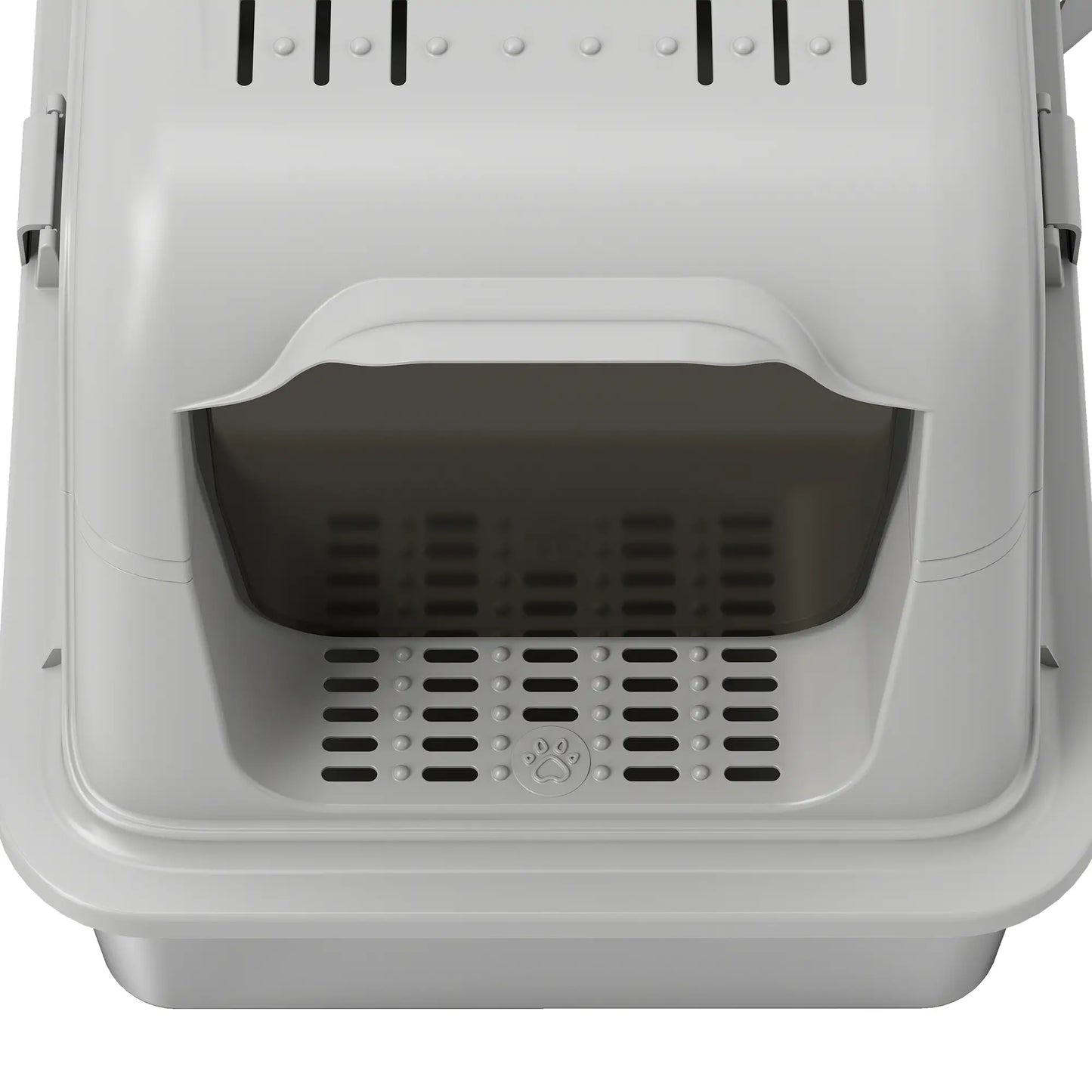 PawHut Extra Large Stainless Steel Litter Box, Enclosed Cat Litter Tray with Scoop, Deodorizer Bag, Front-Entry & Top-Exit