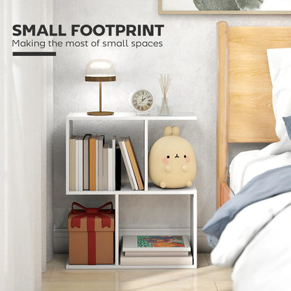 HOMCOM Side Table, Narrow End Table with Storage Shelves, S-Shaped, 3-Tier, White