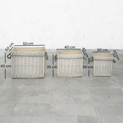 Outsunny Set of 3 Log Baskets for Wood Burner Indoor, Storage Wicker Basket with Rope Handles, Beige