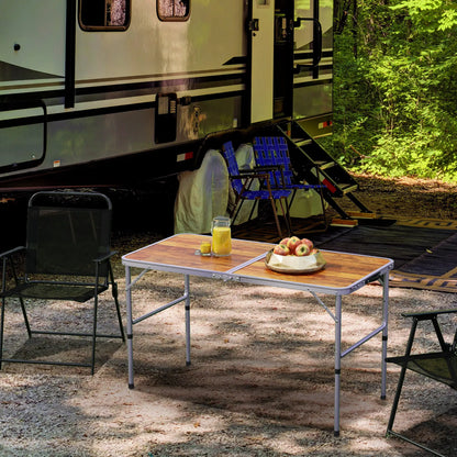 Outsunny 3ft Folding Camping Trestle Table Height Adjustable Aluminium Outdoor Garden Party Picnic BBQ Kitchen