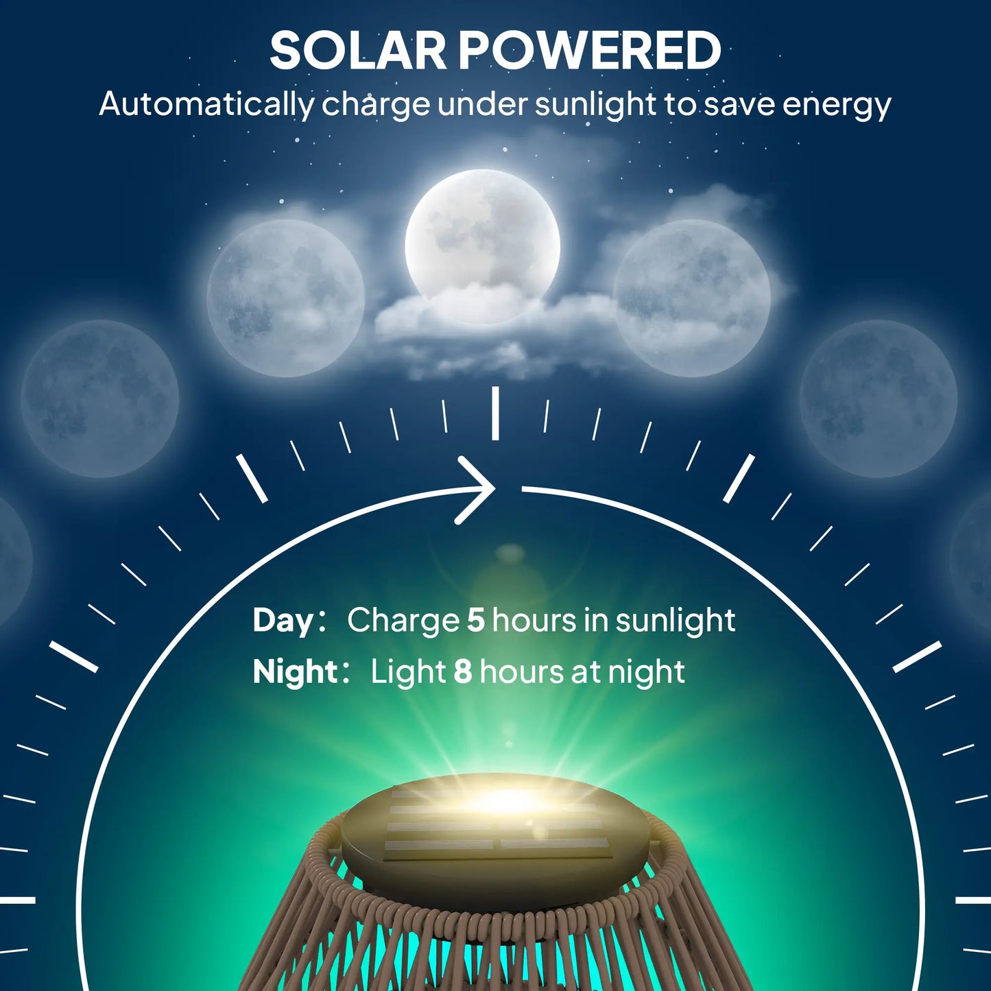 Outsunny Outdoor Decorative Rattan Solar Lamp, Garden Solar Lantern with Auto On/Off Light, IP44 Waterproof, Dark Brown