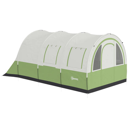 Outsunny 3000mm Waterproof Camping Tent, 5-6 Man Family Tent with Living & Bedroom, Carry Bag, Cream & Green