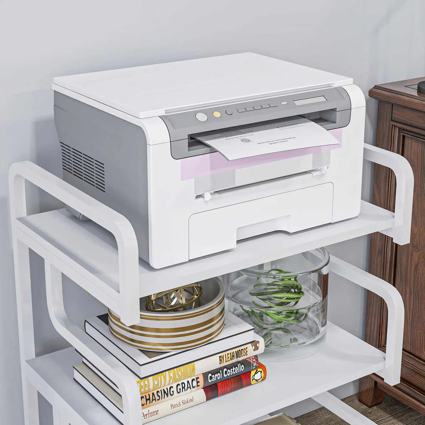 HOMCOM 3-Tier Printer Stand with Storage Shelves, Printer Table, Printer Shelf for Home Office