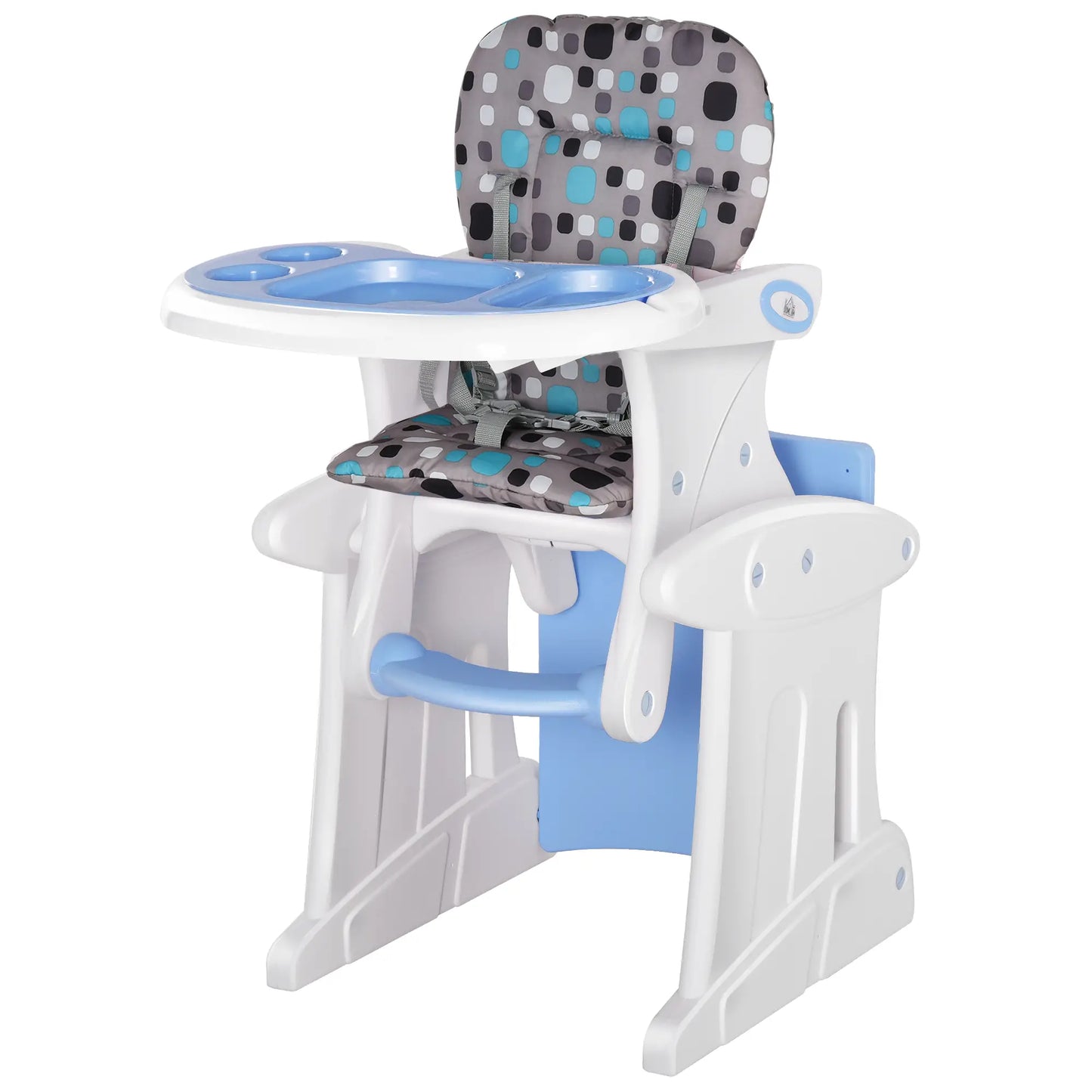 HOMCOM 2 in 1 Convertible Baby High Chair Toddler Table Chair Infant Feeding Seat Removable Food Tray Safety Harness