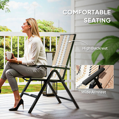 Outsunny Rattan Reclining Garden Chairs, Foldable - Orange