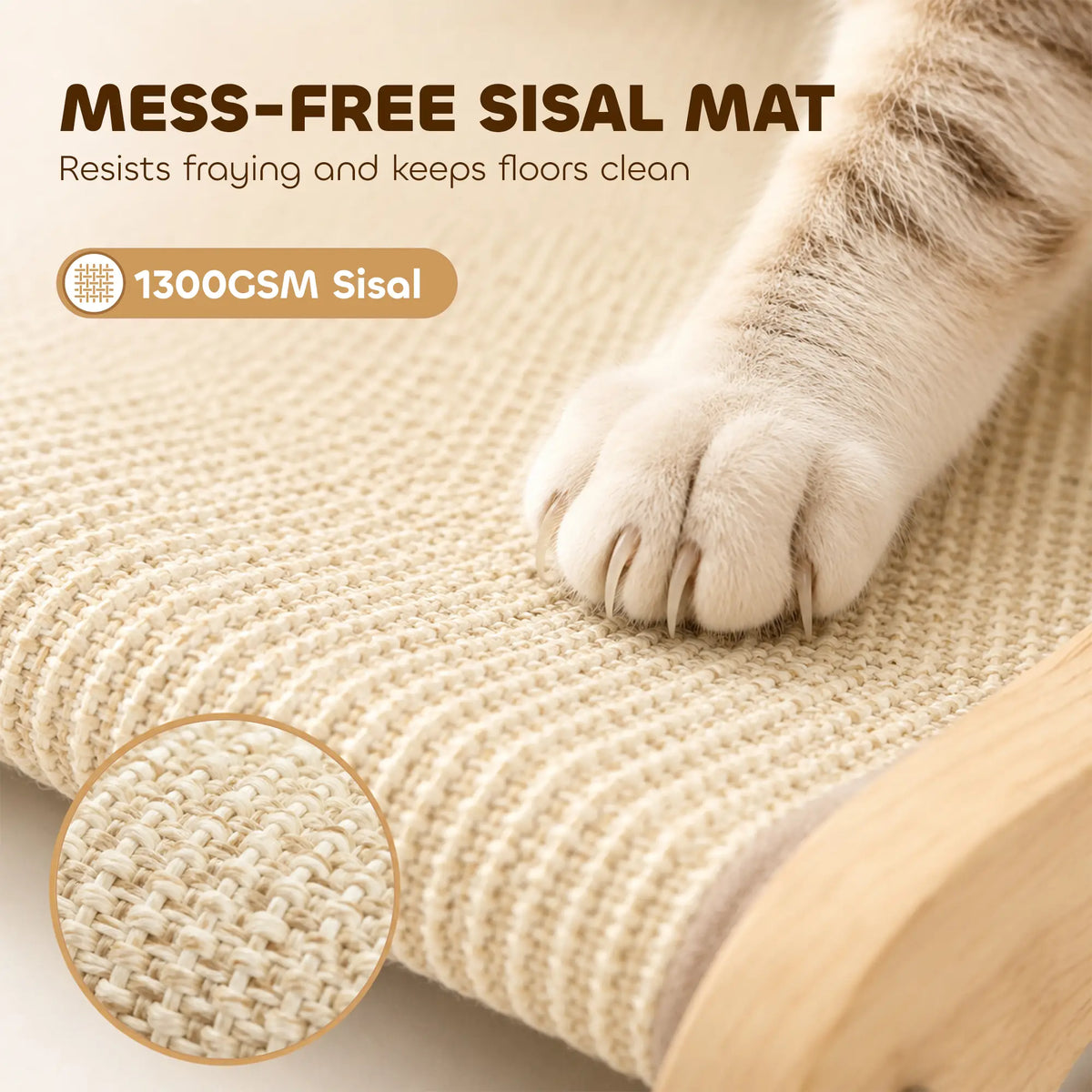 PawHut 2 in 1 Sisal Cat Scratcher Bed Cat Scratching Board and Lounger, Cream White