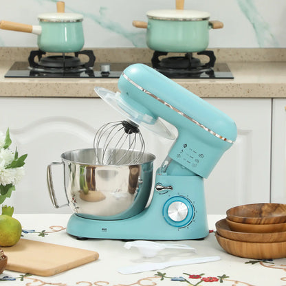 HOMCOM 1300W Kitchen Stand Mixer, with Accessories - Blue