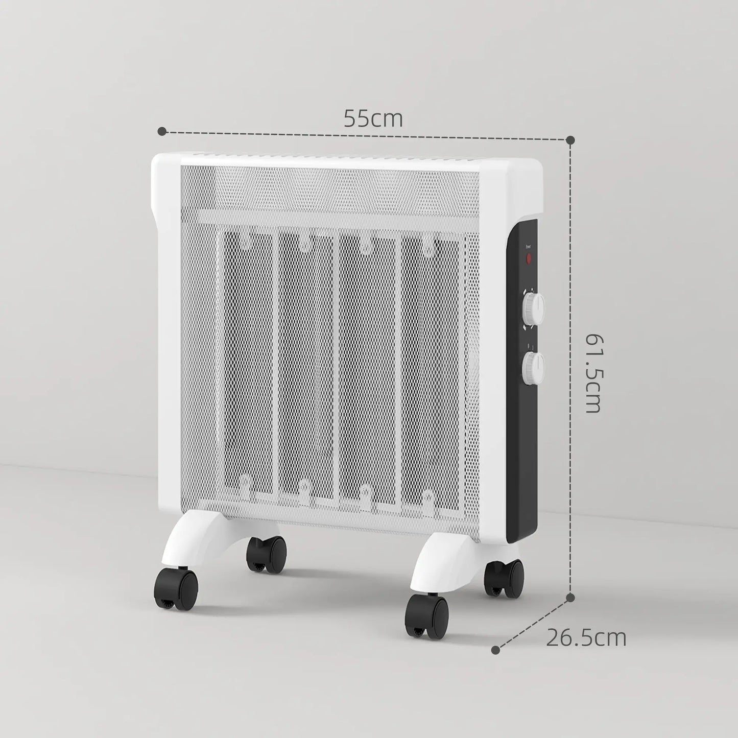 HOMCOM 2kW Electric Space Heater, 10-45℃ Temperature with Four Wheels - White