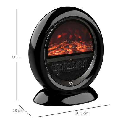 HOMCOM Freestanding Electric Fireplace Indoor Table Top Space Heater with Flame Effect, Rotatable Head, 1500W, Black
