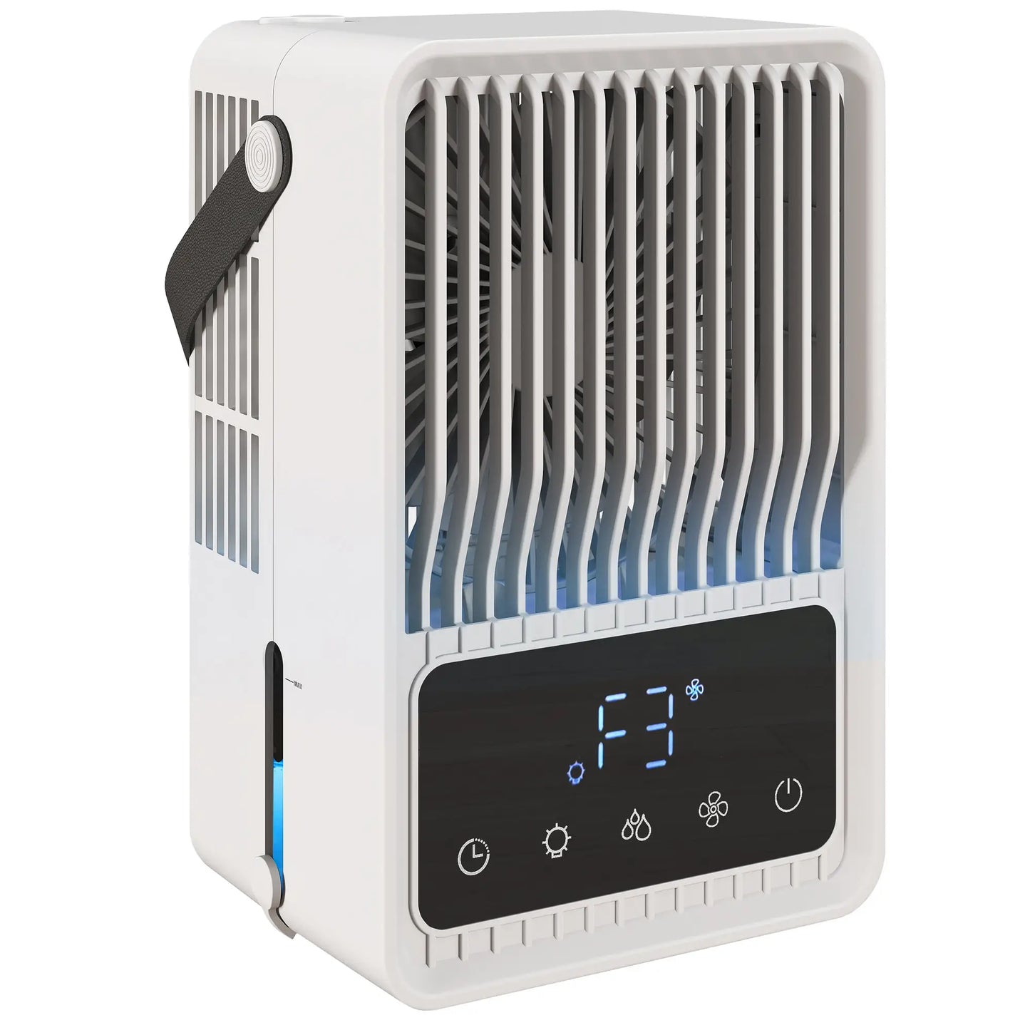 HOMCOM Mini Desk Fan with Humidifier & RGB Light Portable Table Fan with 550ml Water Tank