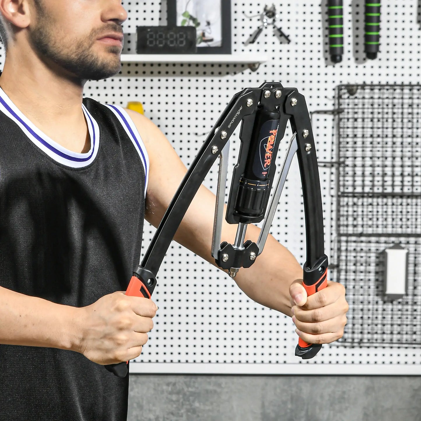 SPORTNOW Twister Arm Exerciser, Adjustable Hydraulic Power Exerciser, Home Chest Expander, Strength Training Fitness Equipment