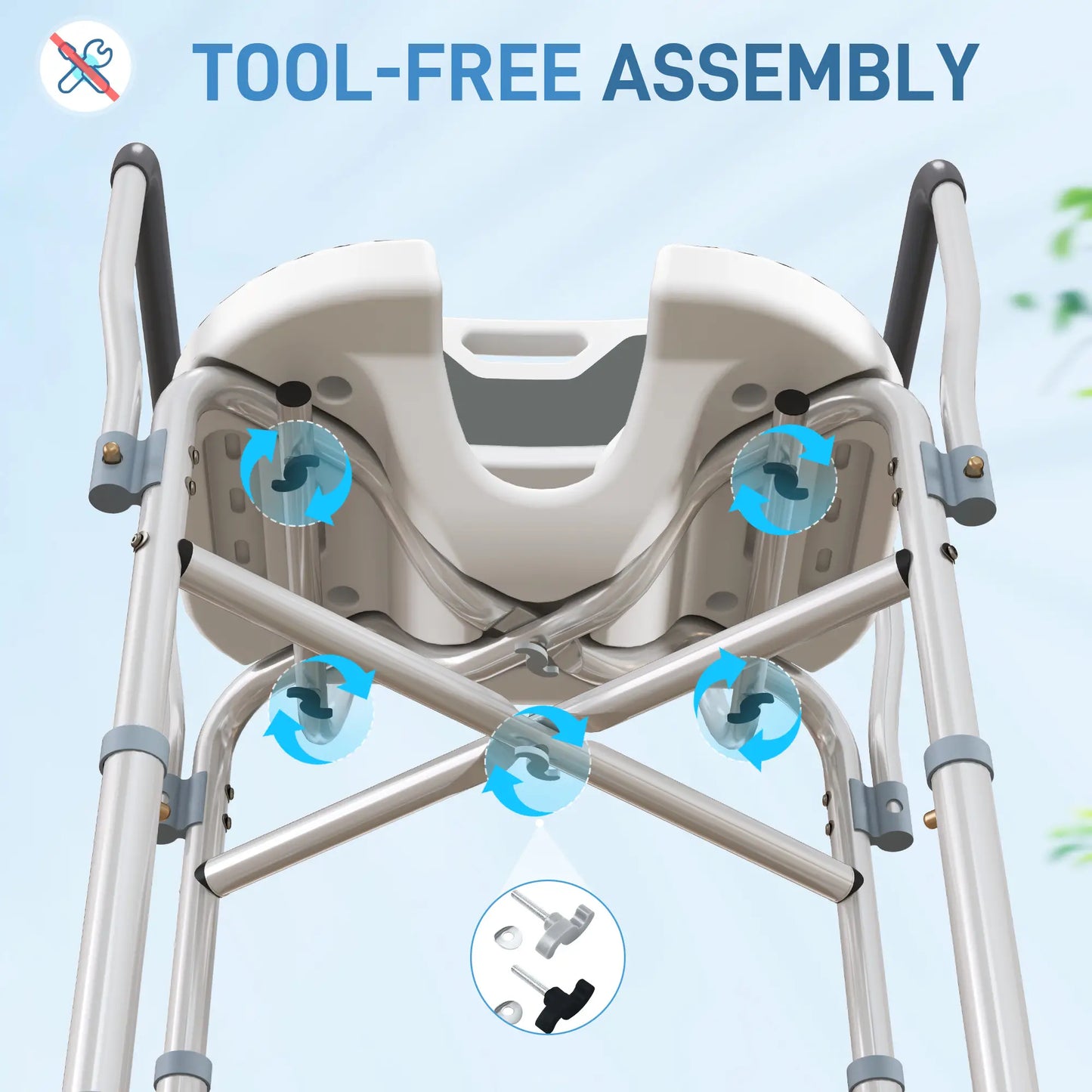 HOMCOM Shower Chair with Upgraded U-Shaped Seat, Height Adjustable Padded Bath Chair with Non-Slip Feet for Elderly Seniors, Grey