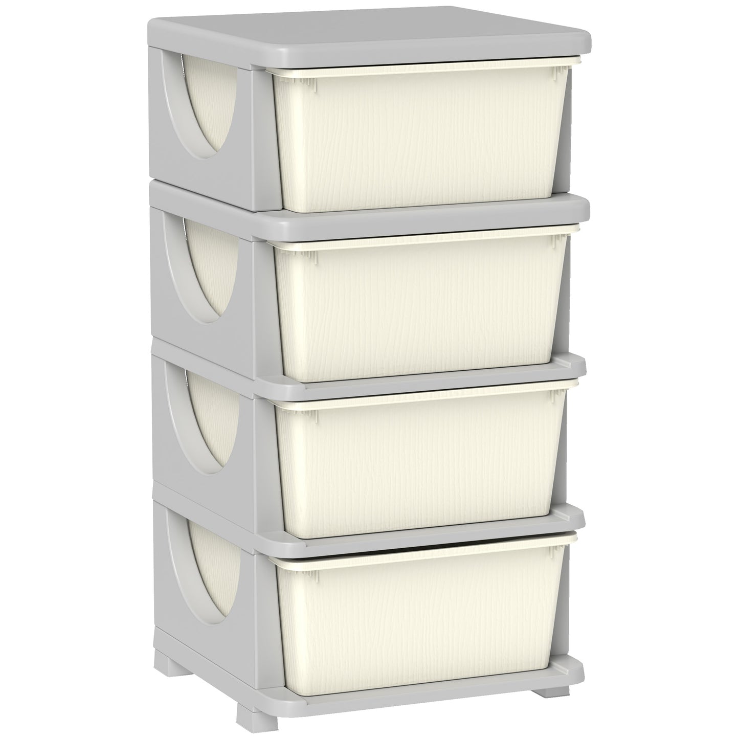 HOMCOM Four-Tier Kids Storage Boxes with Four Drawers - Cream