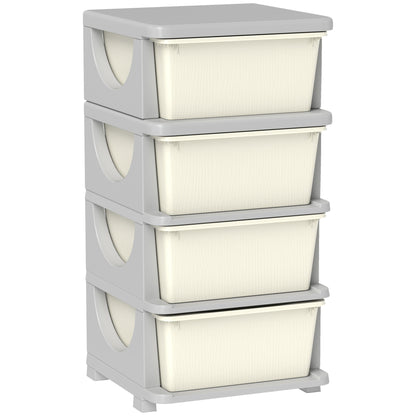 HOMCOM Four-Tier Kids Storage Boxes with Four Drawers - Cream