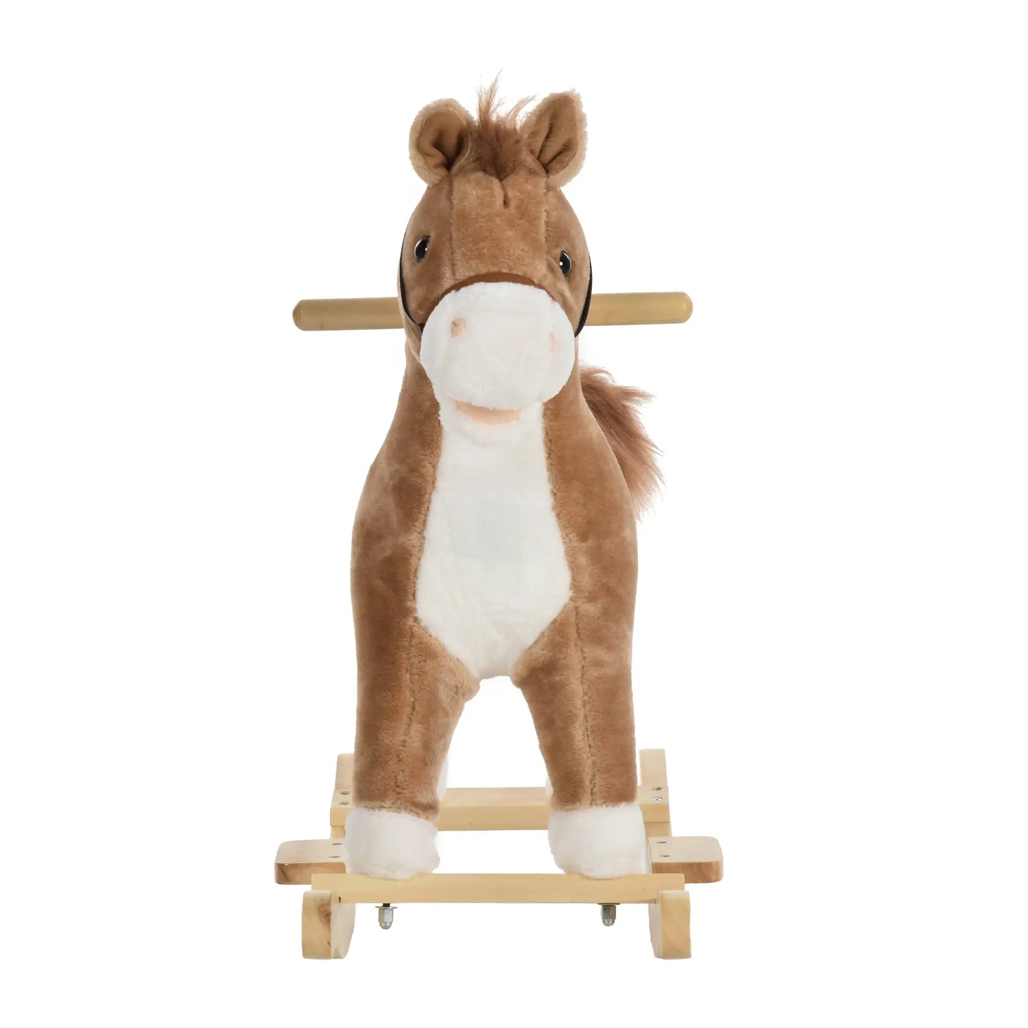 HOMCOM Kids Classic Rocking Horse, with Moving Mouth, Neighing Sounds, Brown