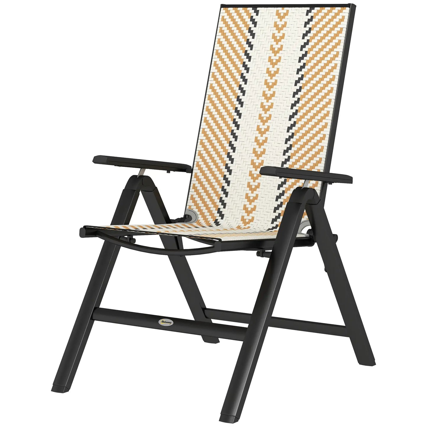 Outsunny Rattan Reclining Garden Chairs, Foldable - Orange