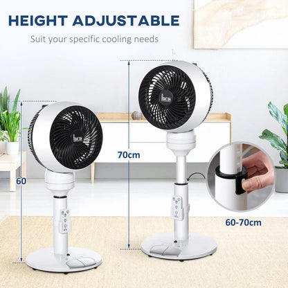 HOMCOM 9'' Air Circulator Fan 3 Speed 3 Mode, 70° Oscillation 90° Vertical Tilt, Height Adjustable, Remote Controller