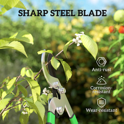 Outsunny Telescopic Extendable Garden Loppers, Heavy Duty with Steel Blade and Adjustable Handles, Tree Trimmer