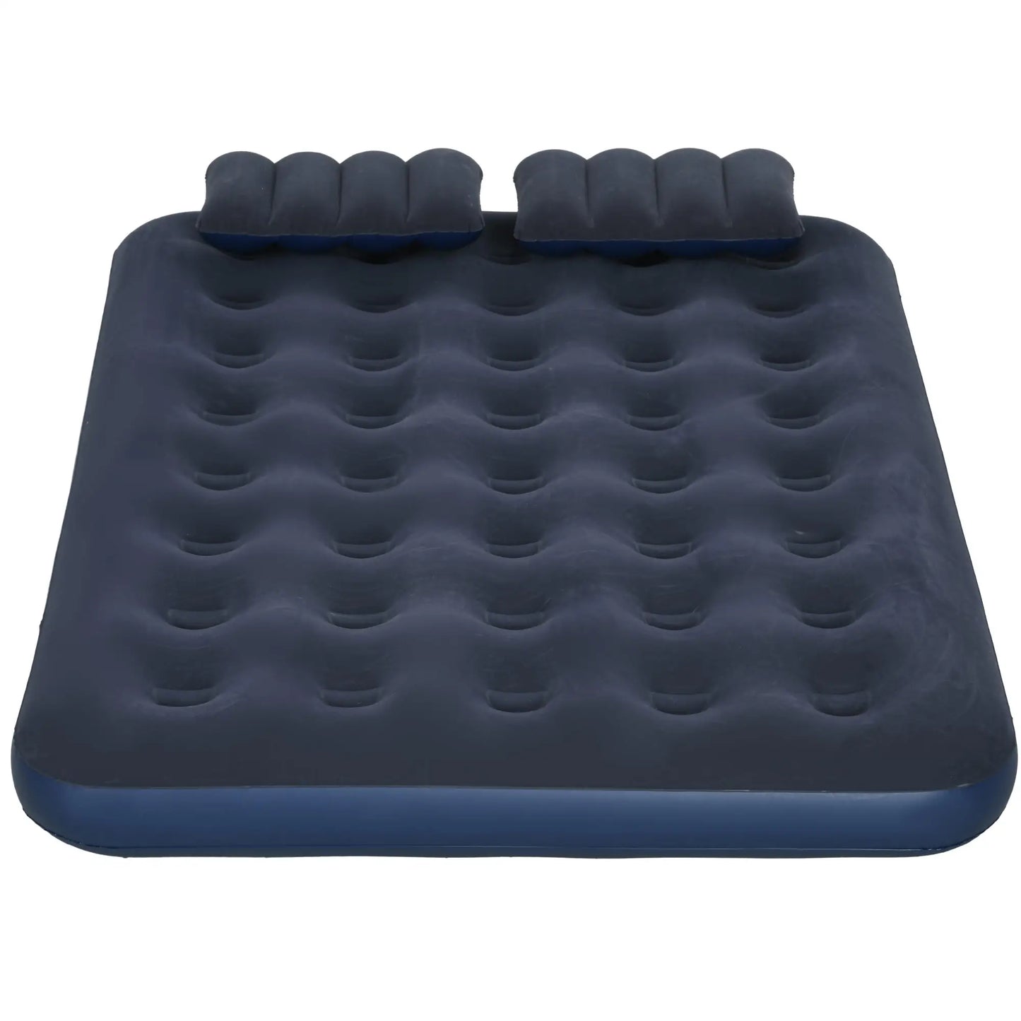 Outsunny Inflatable King Size Air Bed, with Built-In Hand Pump & Two Pillows - Blue